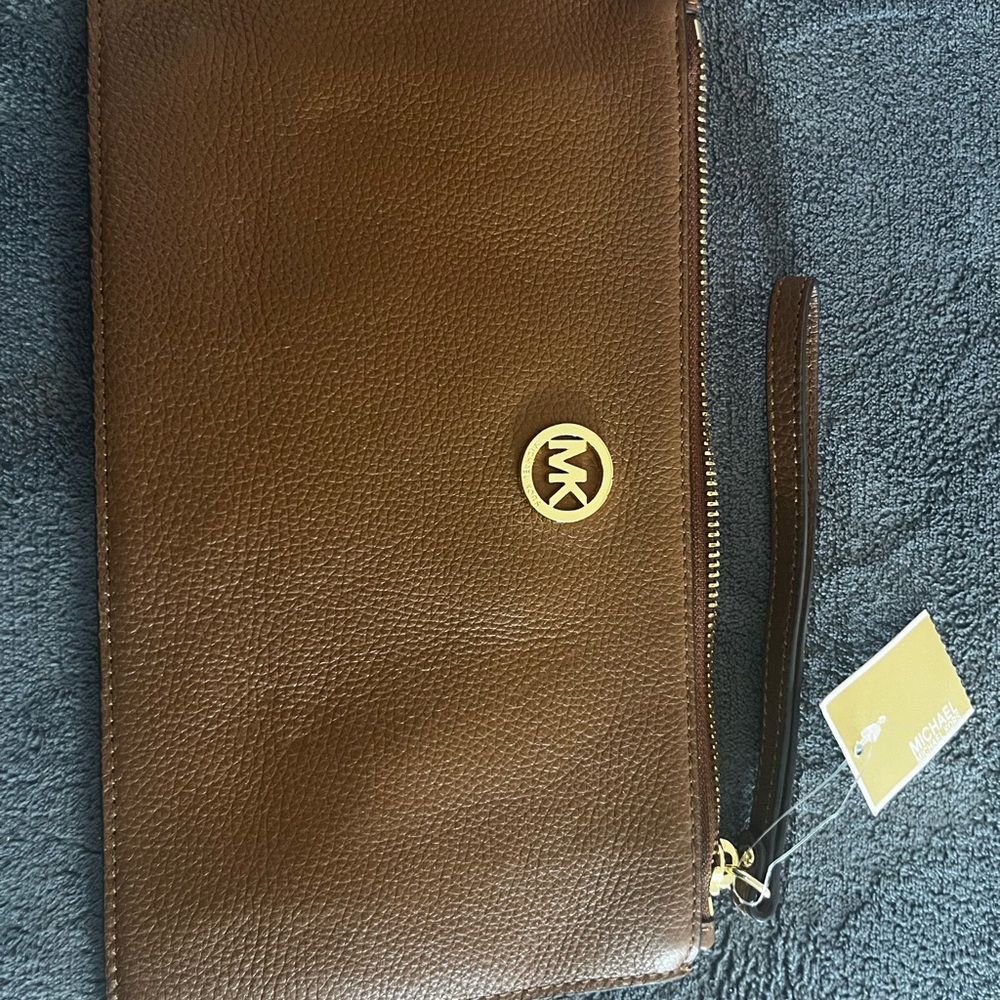 Michael Kors Brown Leather Wristlet